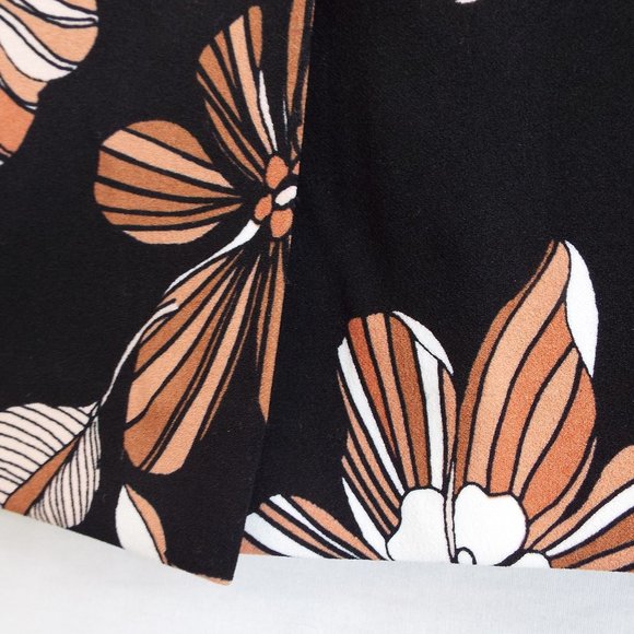 NWT Nine West Black Copper Floral Print Crepe Stretch Slim Pencil Skirt Size 6 - Picture 7 of 11